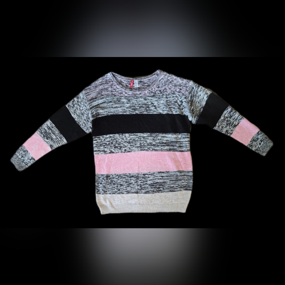 H&M Divided Sweater Ribbed Multicolor Stripe‎ Body Con Fitted Size Medium